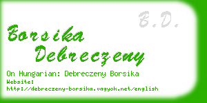 borsika debreczeny business card